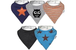 Lovjoy Bandana Dribble Bibs - Super Absorbent & Soft for Teething Babies - Adjustable Snaps - Fits Newborn to 3 years - 5 Pack