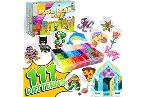 GOODY KING 5500Pcs+ Fuse Beads Kit with 111 Patterns, 5mm Iron Beads Set for Kids with Instruction, Craft Kit with 21 Assorted Colors Plus for Birthday Christmas for School Teens Kids Age 4 5 6 7 8 9