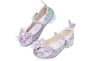 GOGOUP Girls Mary Jane Dress Shoes Glitter Princess Shoes Low Heels Toddler Party Wedding Birthday Prom Cosplay Shoes Kids Ballet Dance Shoes