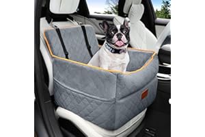 HEGGCOOE Fotelik samochodowy dla małych, średnich psów, pianka z pamięcią kształtu, dla szczeniaka, psa, z grubą poduszką, dla psów poniżej 15 kg, zdejmowany, zmywalny, fotelik samochodowy dla