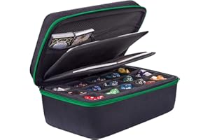 SIQUK Dice Storage Case Big Capacity Dice Box with Double Removable Slotted Tray and Handle Dice Organizer Holder for DND and Other RPG Table Games, Holds Up to 30 Sets DND Dices, Green