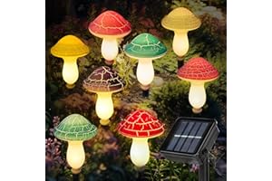 Kyduu 8piezas Lámparas solares de setas para Decoración Exterior,Luces Solares de Flores,Iluminación Decorativa Solar Impermeable IP65 para Decoración de Jardines,Luces Solares de Jardín Césped Camino