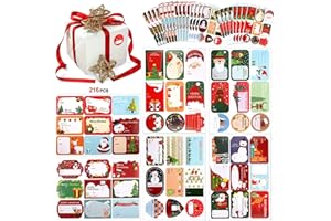 HOWAF Pegatina para Navidad 216 Piezas, Etiquetas Autoadhesivas de Navidad, Etiquetas Decorativas de Regalo para Navidad Cumpleaños Festival Boda Vacaciones