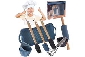 THE MAGIC TOY SHOP 12tlg Silikon Backset für Kinder inkl Backform für Kuchen und Muffins, Teigroller, Spatel, Pinsel, Schneebesen