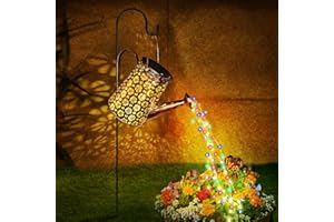 Lureshine Solar Giesskanne Garten, Mehrfarbig 90pcs LED Gießkanne Solar mit Wasserfall, Außen Wasserdicht Metall Solarleuchten Garten Deko, Solar Gießkanne für Außen Rasen Gehweg Terrasse (Solar)