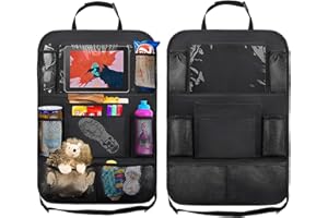 OUZHOU Car Seat Organiser, Car Organiser Back Seat For Kids, Car Organiser, Car Seat Storage with Clear Touch Screen Tablet Holder 10 Pockets, for Travel, Parents Drivers, Kids Toys Food Storage