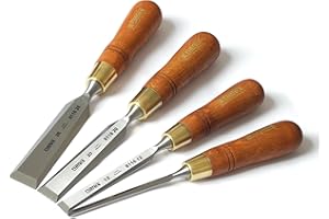 Narex Ciseaux à Bois à Bord de Qualité Supérieure au Manche en Bois de Charme Poli (Ensemble de 4 Pièces)