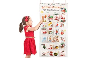 HGRGHH Calendario de Adviento Tela, 2025 Calendario Adviento para Rellenar, Reutilizable Navidad Advent Calendar con 24 Bolsillos, Navideña Colgante para Cuenta Atrás y Decoraciób de Adviento