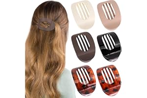 ZIDOLEY 6 PCS Flat Claw Clips for Women, Curved Design, French Flat Hair Clips Comfortable Curved for Lying Driving (Standard matte + glossy)