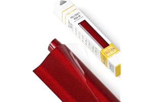 POLI-TAPE POLI-FLEX® PEARL GLITTER® - Vinile glitterato per tessuti – Vinile flessibile con effetto glitter da applicare a caldo, vinile da intaglio per magliette DIY, Rosso, 30,5 cm x 61 cm