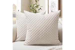 Softalker Housse de Coussin 65x65 cm Beige Crème en Velours Côtelé Lot de 2 – Coussin Bohème Très Grand Format pour Salon, Canapé, Chambre et Jardin, Ambiance Naturelle et Relaxante