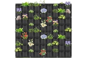 SANON Hängende Pflanzung Grow Bags 72 Taschen Wand Vertikale Blume Hängende Filz Pflanzer Taschen Blume Pflanzenbehälter Wandmontiert Für Garten Outdoor (Schwarz)