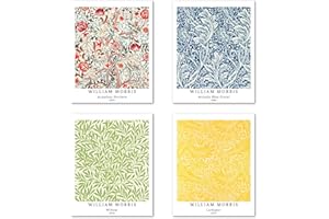 BERKIN ARTS Stampe da Parete Fiori Senza Cornice, Set di 4 Poster, Carta artistici di alta qualità Taglia: 28X35 cm, Art Decorazione Multicolore Murale Pianta per camera da letto William Morris Quadri