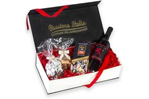 PASSIONE ITALIA Pure Enjoyment Gift Set with Premium Tuscany Red Wine and Chocolates Tartufi and Dark Chocolate