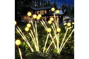 JOLTIX 4 Pezzi Luci Solari Esterno, Luci Solari Giardino Esterno, 8 LED Lampade Solari Lucciole Impermeabile, Luci Giardino Energia Solare per Sentieri Cortili Vialetto (Bolla Giallo Caldo)