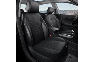 Black Panther Funda de Asiento Delantero con Funda de Reposacabezas – Cuero PU, Acolchado en Triángulo, Ajuste Universal | Protección de la Base del Asiento | Instalación Rápida (Negro - 1 Pieza)