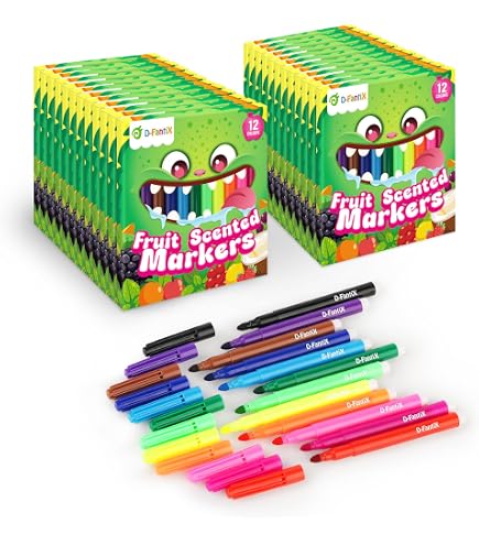 Baker Ross – Lot Éco De 12 Feutres à Pointe Large – Dessin Et Coloriage Pour Enfants – Couleurs Vives – Pointe 4 Mm – Idéal Pour Loisirs Créatifs