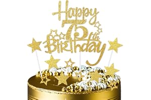 mciskin Gold Happy 75th Birthday Cake Toppers for Cake,Men Women 75th Birthday Decorations,Personalised 75 Cake Toppers,Gold Cake Decorations for Men Women Girls Boys Birthday Party Supplies