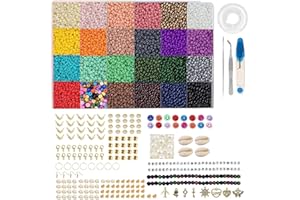 LauCentral Cuentas de Colores 3mm Mini Cuentas, Abalorios para Hacer Pulseras,12,000 Cuentas Multicolores y Letras - Mini Cuentas de Abalorios Cristal,Creatividad con Joyas Hechas a Mano