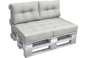 Beautissu Set de 2 Coussin Dossier Palette Euro 60x40 cm ECO Elements – Confortable Coussin Lounge Extérieur & Intérieur pour Jardin Canape Banquette – Gris Clair