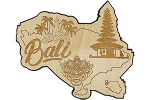 Printtoo Souvenir en Bois Carte de Bali Grave Refrigerateur Aimant Collectibles Cadeau