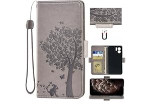 Auotu Case with Tree Pattern Cocktail Wallet Case Flip PU Leather Magnetic Protective Case Cover for DOOGEE N50 Smartphone (Grey)