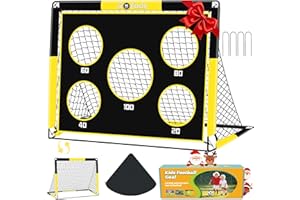 GOFADY Portería de Fútbol para Niños, 2 en 1 Pop Up Porterías de Fútbol con 5 Disparar y Bolsa de Transporte, Equipos de Entrenamiento de Futbol Jardín Interior y Exterior