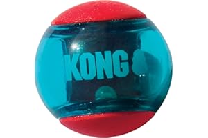 Kong – Squeezz Action Ball, Rot – Interaktives, Quietschendes Apportierspielzeug mit Mehrfachen Texturen – Für Große Hunde…