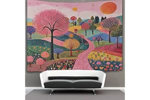 kaiyun Arte Naif Tappeto,arazzo Da Parete,Tappeto Da Parete,tappezzeria Con Stampa in Alta Definizione (Bellissimo scenario rosa),150cmx200cm