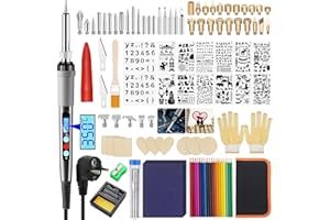 TWBEST 80W Brandmalerei Lötkolben Set,108pcs Brandmalerei Brandmalkolben Set,Lötkolben Kit Holzbrenner Set,LED Anzeige,Lötkolben Holz,Brandmalerei Lötkolben Set mit Buchstaben und Farbige Buntstifte