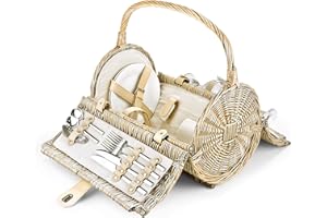 Luxury Wicker Picnic Basket Set - 2-Person Picnic Hamper Set with Plates, Cutlery, Glasses, Corkscrew - Empty Basket for Couples, Families and Outdoor Diner, from Regency Hampers