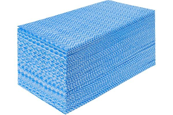 JEBBLAS Lavette Non Tissée Lavable,Chiffon Jetable J Cloth-Bleu,60 pièces