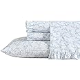 Laura Ashley - Twin Sheet Set, Breathable Percale Cotton Bedding, 200 Thread Count, Floral Print, Ideal Dorm Essentials (Victoria Blue, Twin)