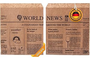 ‎LOGIPACK GERO Snacktaschen/Hamburgertaschen Snackbeutel Newspaper aus Kraftpapier Hamburger-Tüten, 2-seitig offen (braun, 1000)
