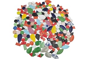 BTMIEY Carreaux de mosaïque en céramique aléatoire, 500 g, pour loisirs créatifs, assiettes, pots de fleurs, vases, tasses, fournitures de mosaïque (9 formes mélangées)