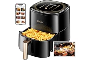 Ultenic K10 Friggitrice ad Aria, Friggitrice Senza Olio, 5L 1500W Air Fryer, Ricette Italiane Online, LED Toccabile Timer/Preriscaldamento per Patatine Fritte/Pizza