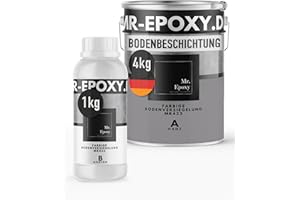 Mr. Epoxy Epoxidharz Bodenbeschichtung (5 kg, RAL 7036 Platingrau) - 2K Betonfarbe für Garagen, Keller & Werkstatt Boden - Flüssigkunststoff Epoxid Grundierung und Bodenversiegelung
