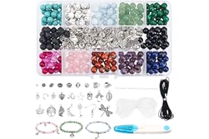 I LOVE MOM Kit de Perle Pierre Naturelle 8mm pour Bijoux de Kit Perles pour Bracelet,Pierre de Lave perles naturelles, und Ferrures Métalliques