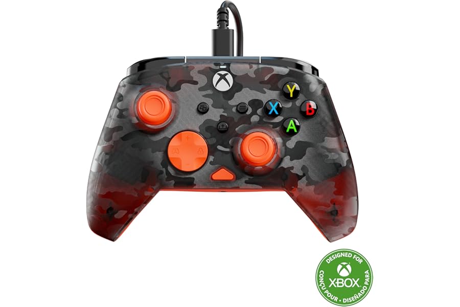 Turtle Beach Rematch Core Orange and Ghost Black Camo Wired Gaming Controller with Audio Controls, Rumble Motors and Impulse Triggers – Licensed for Xbox Series X or S, Xbox One and Windows PCs