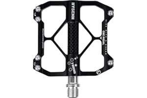 HYSENM Bike Pedals, Aluminum Mountain Bike Pedals 9/16 Inch 3 Bearing Cycling Bicycle Pedals for Road Bike, MTB, BMX, Wide Paltform Flat Pedals