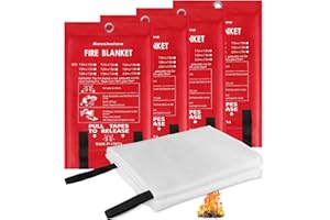 Kovshuiwe Fire Blanket for kitchen, 4pack 100x100cm Reusable Fiberglass Fire Emergency Blanket Fire Shelter Safety Cover for Kitchen, Car, Camping, Grilling, Office, Warehouse