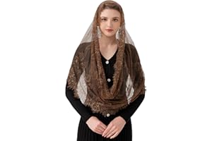PAMOR Spanischer Stil Spitze Traditionelle Vintage Inspiriert Unendlichkeit Form Mantilla Schleier Lateinische Masse Kopfbedeckung