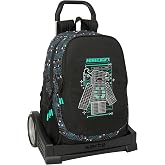 Safta MINECRAFT SCREEN - School Backpack, Ergonomic Back, with Evolution Trolley, Ideal for Children of Different Ages, Comfo