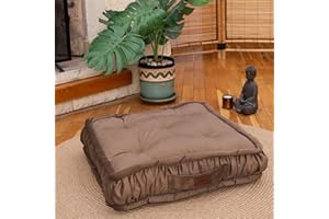 ‎DEKORIST Dekorist Bodenkissen, Cozy Sitzkissen Boden, Dekorative Boden Kissen Rund, Weich Dicker Stuhlkissen, Meditationskissen, Yogakissen, Katzen- und Hundebett, 56x56x12 cm, Hellbraun
