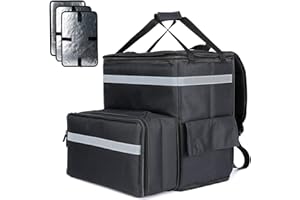 OGEFOTED Pizza Delivery Backpack, Insulated Food Delivery Bag, Large Thermal Food Warmer Transport Carrier Bags for Hot or Cold Food - 16"x10"x14.5", Black