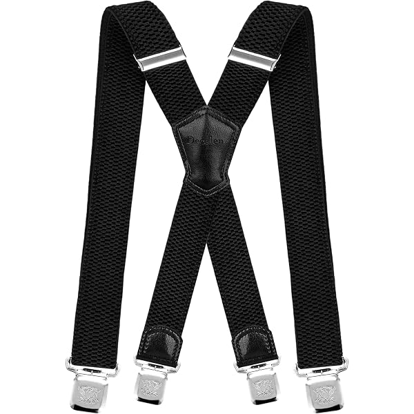 HBselect Bretelles Homme Larges X Vintage - Élastique Extra Fort 4 Clips Réglables 73-125 Cm