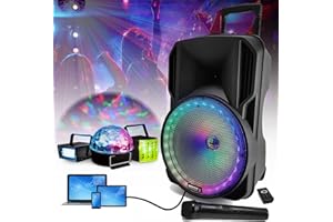 PARTY LIGHT & SOUND - Enceinte USB/Bluetooth Autonome sur Batterie BOOST-12RGB-700 - Micro sans Fil- Discours - Ensemble Jeux Lumières PARTY-3PACK