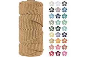 LEREATI Corda Macrame 4mm x 100m, Filo Macrame 4mm Cordoncino Cotone Naturale, 4 Fili Spago Colorato Cordino per Borse Uncinetto, Decorazioni Fai da Te, Arazzo da Parete, Cestini (Caffè)