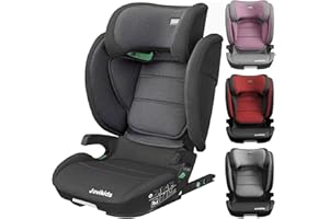 Jovikids i-Size High Back Booster Car Seat with Isofix (Group 2/3, 3 to 12 Years Approx, 15-36 kg) 100-150cm ECE R129 Black