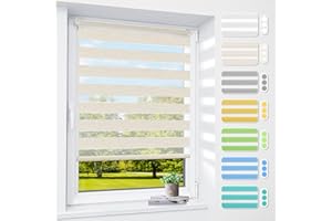 smartdemo Store Enrouleur Jour Nuit sans perçage, Facile à Montage, Double Tissu, Protection de Privée, pour Fenêtre ou Porte, Lin, 50l x 110L cm